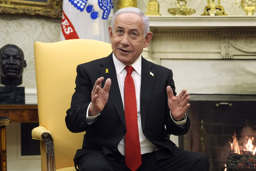 Israel's Prime Minister Benjamin Netanyahu speaks as he meets with President Donald Trump in the Oval Office of the White House, Tuesday, Feb. 4, 2025, in Washington. (AP Photo/Evan Vucci)