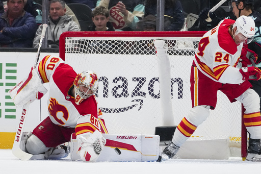 Flames edge Kraken 3-2 with power-play goals from Sharangovich and Huberdeau