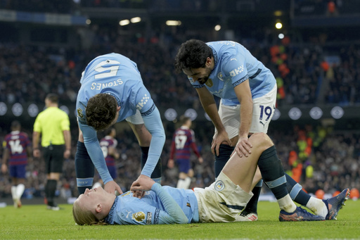 Haaland seems to injure his knee towards the end of Man City’s victory against Newcastle.