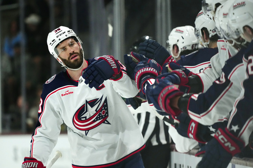 Kent Johnson nets two goals as Blue Jackets defeat Blackhawks 5-1, snapping a 4-game skid.