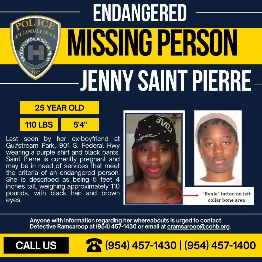 An endangered missing persons poster for Saint Pierre by the Hallandale Beach Police Department.
Hallandale Beach PD