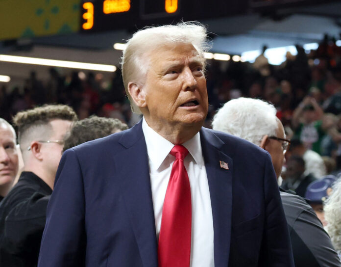 NEW ORLEANS, LOUISIANA - FEBRUARY 09: U.S. President Donald Trump attends the Super Bowl LIX Pregame at Caesars Superdome on February 09, 2025 in New Orleans, Louisiana. (Photo by Kevin Mazur/Getty Images for Roc Nation)