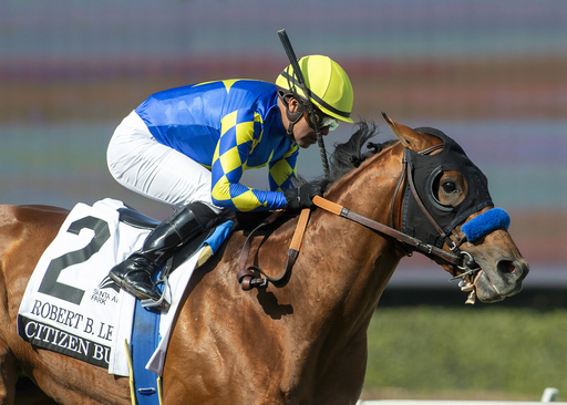 Citizen Bull claims victory in Robert Lewis Stakes, securing a 1-2-3 finish for trainer Bob Baffert at Santa Anita