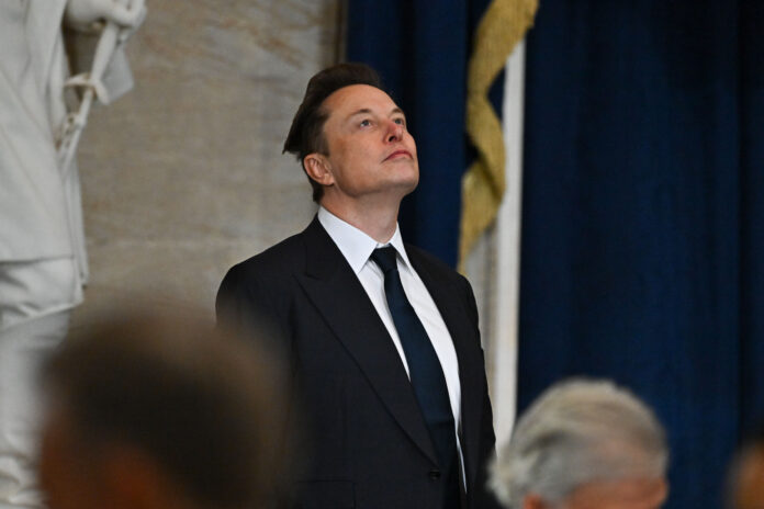 WASHINGTON, DC - JANUARY 20: Tesla CEO Elon Musk arrives ahead of the 60th inaugural ceremony where Donald Trump will be sworn in as the 47th president on January 20, 2025, in the US Capitol Rotunda in Washington, DC. (Photo by Ricky Carioti/The Washington Post via Getty Images)