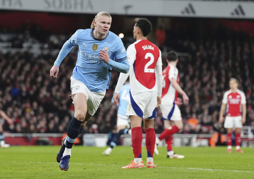 Erling Haaland challenged by Gabriel and young Lewis-Skelly in intense Arsenal-City match