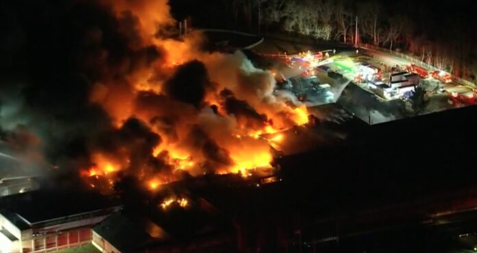 Aerospace warehouse explosion sets off massive blaze in Pennsylvania (Photo: XOX 29)