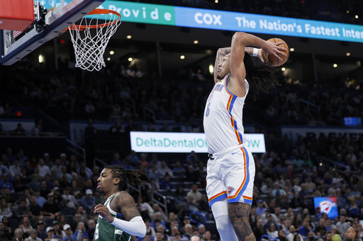 Gilgeous-Alexander tallies 34 points, leading Thunder to a 125-96 victory over depleted Bucks.