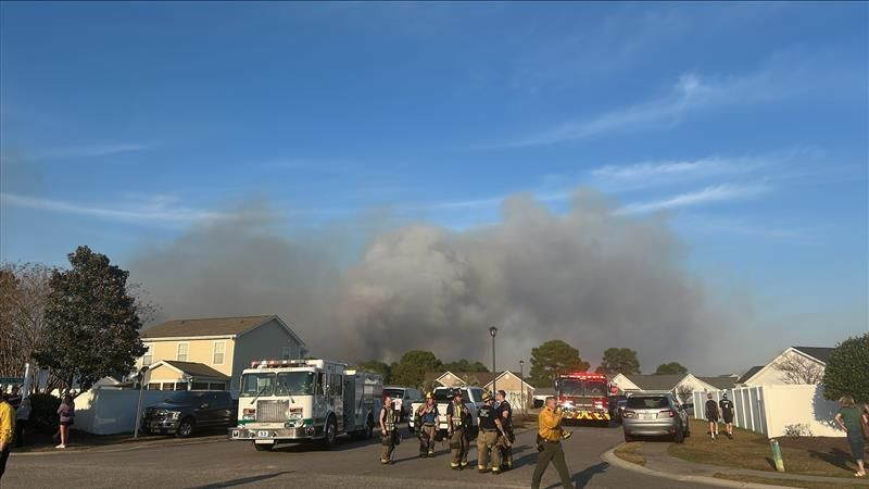 Officials are evacuating the Walkers Woods and Avalon neighborhoods of Carolina Forest due to active outdoor fires, according to Horry County Fire Rescue. (Credit: Mike Owen/WPDE)
